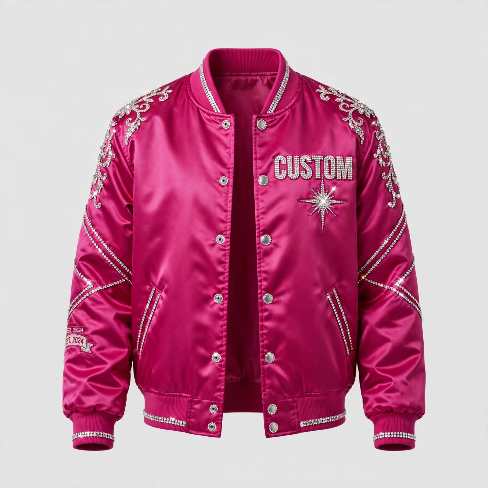 Custom Rhinestone Satin Jacket